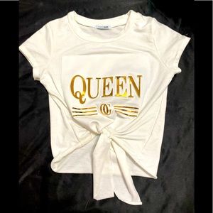 Embossed Queen Tie front shirt Fashionnova